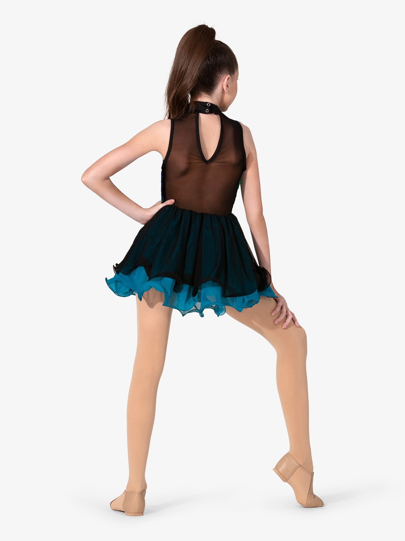 エリッセ ハイネック スパンコール & メッシュ パフォーマンス チュチュ ドレス【子供】Elisse Girls High Neck Sequin & Mesh Performance Tutu Dress