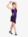 エリッセ 非対称スパンコールとフリンジ パフォーマンス ドレス - ブラック/パープル【大人】Elisse Womens Asymmetrical Sequin and Fringe Performance Dress