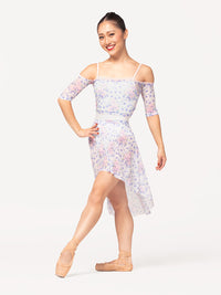 エレベ ダンスウェア クロップトップ  Eleve Dancewear Open Shoulder Crop Top Encore Mesh RTW