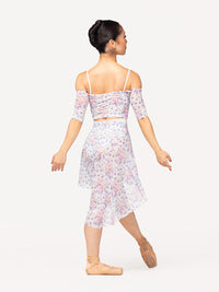 エレベ ダンスウェア クロップトップ  Eleve Dancewear Open Shoulder Crop Top Encore Mesh RTW