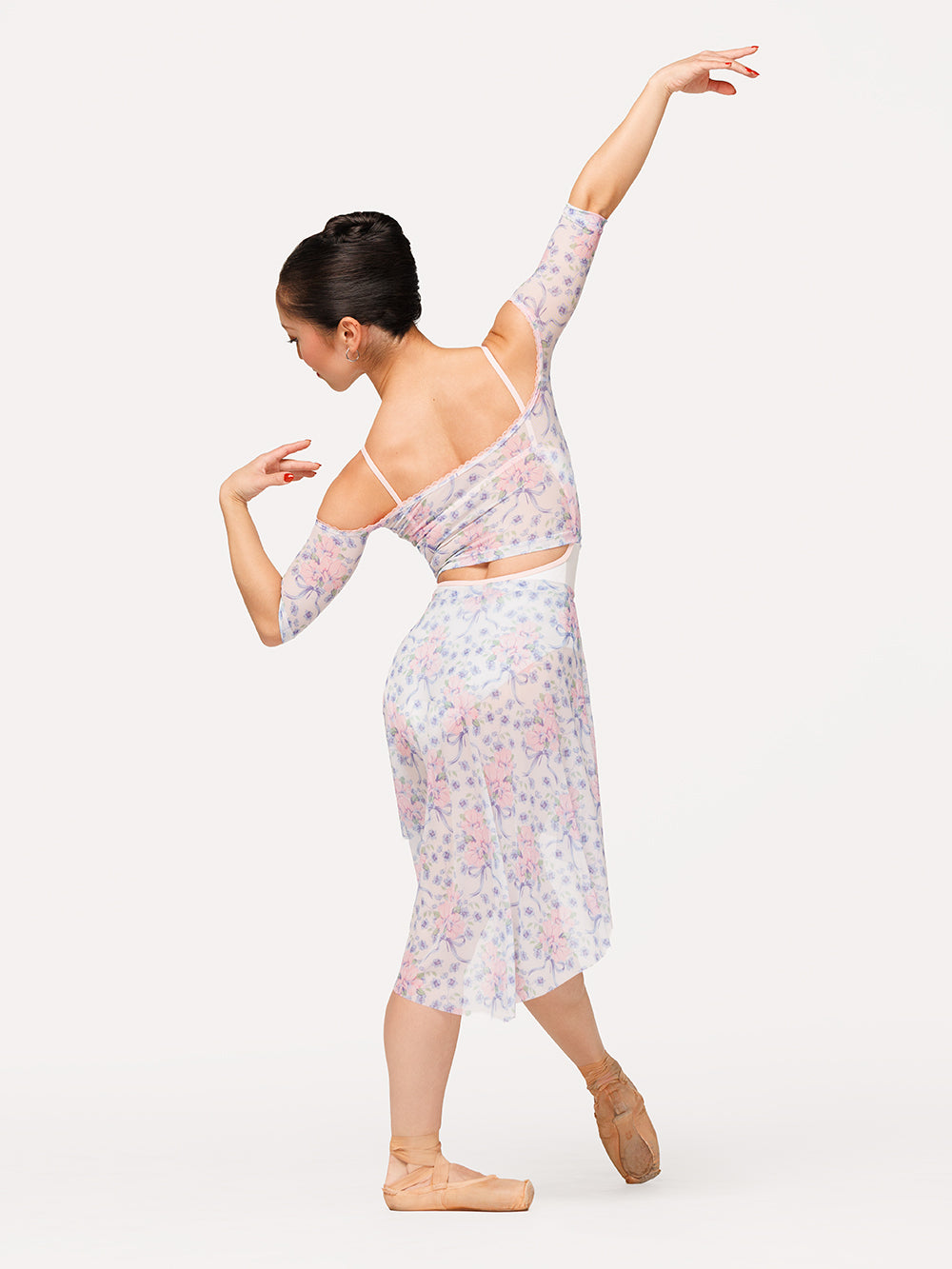 エレベ ダンスウェア クロップトップ  Eleve Dancewear Open Shoulder Crop Top Encore Mesh RTW