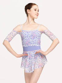 エレベ ダンスウェア クロップトップ  Eleve Dancewear Open Shoulder Crop Top Encore Mesh RTW