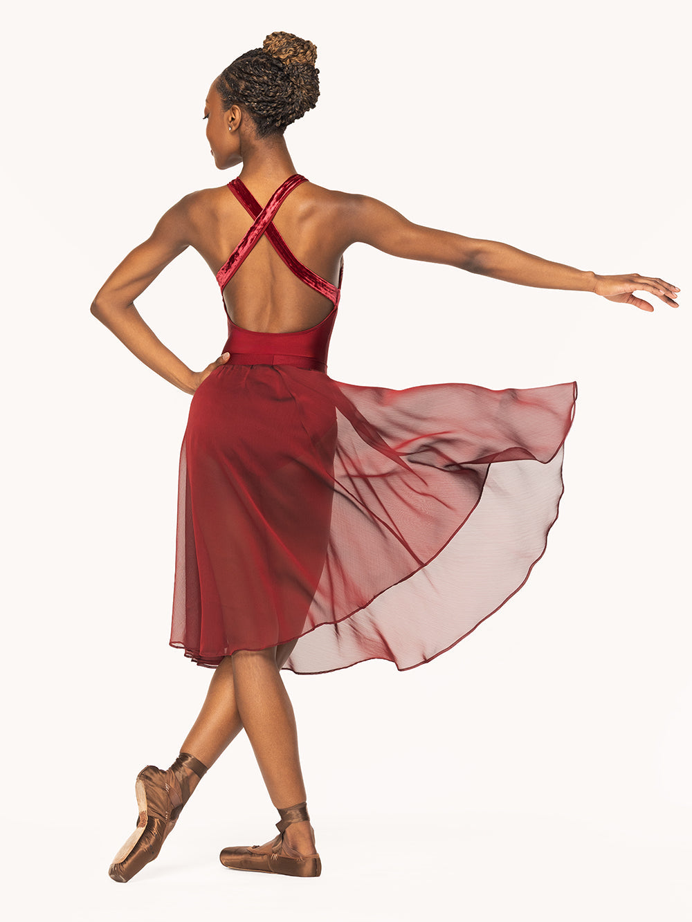 *エレベ ダンスウェア シフォン・リハーサル・スカート Eleve Dancewear Chiffon Rehearsal Skirt Garnet RTW