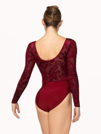 エレベ ダンスウェア ファビオラ・レオタード Eleve Dancewear Fabiola Leotard Garnet Burnout Velvet RTW