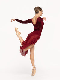 エレベ ダンスウェア ファビオラ・レオタード Eleve Dancewear Fabiola Leotard Garnet Burnout Velvet RTW