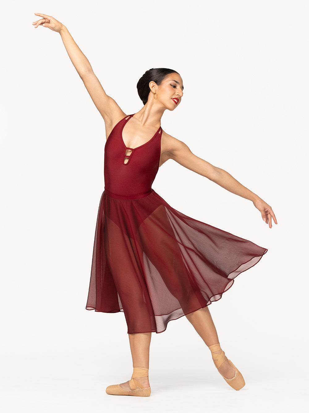 *エレベ ダンスウェア シフォン・リハーサル・スカート Eleve Dancewear Chiffon Rehearsal Skirt Garnet RTW