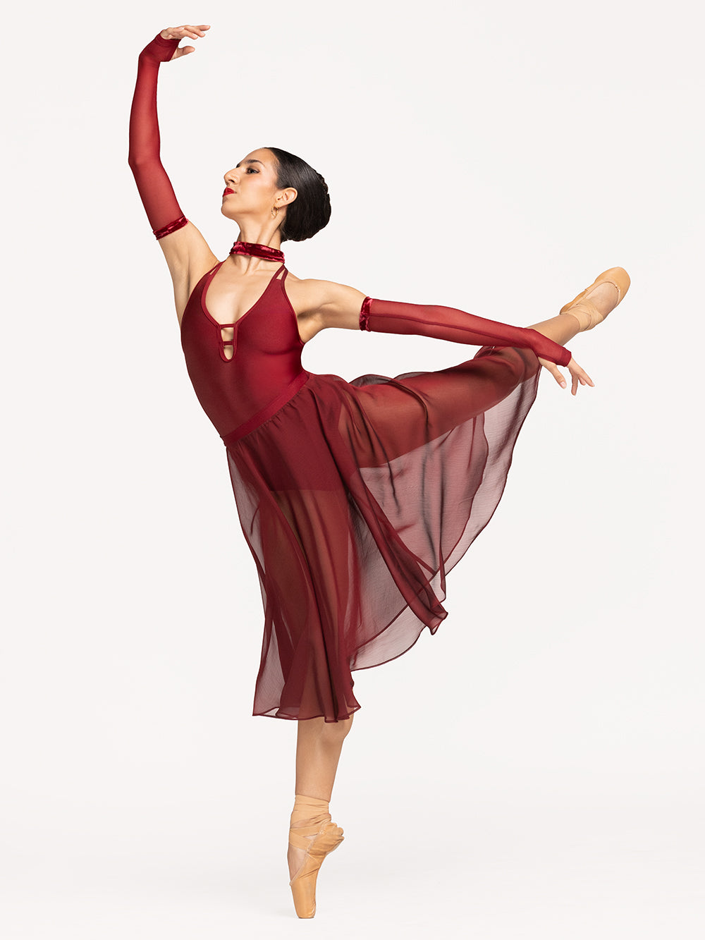 *エレベ ダンスウェア シフォン・リハーサル・スカート Eleve Dancewear Chiffon Rehearsal Skirt Garnet RTW