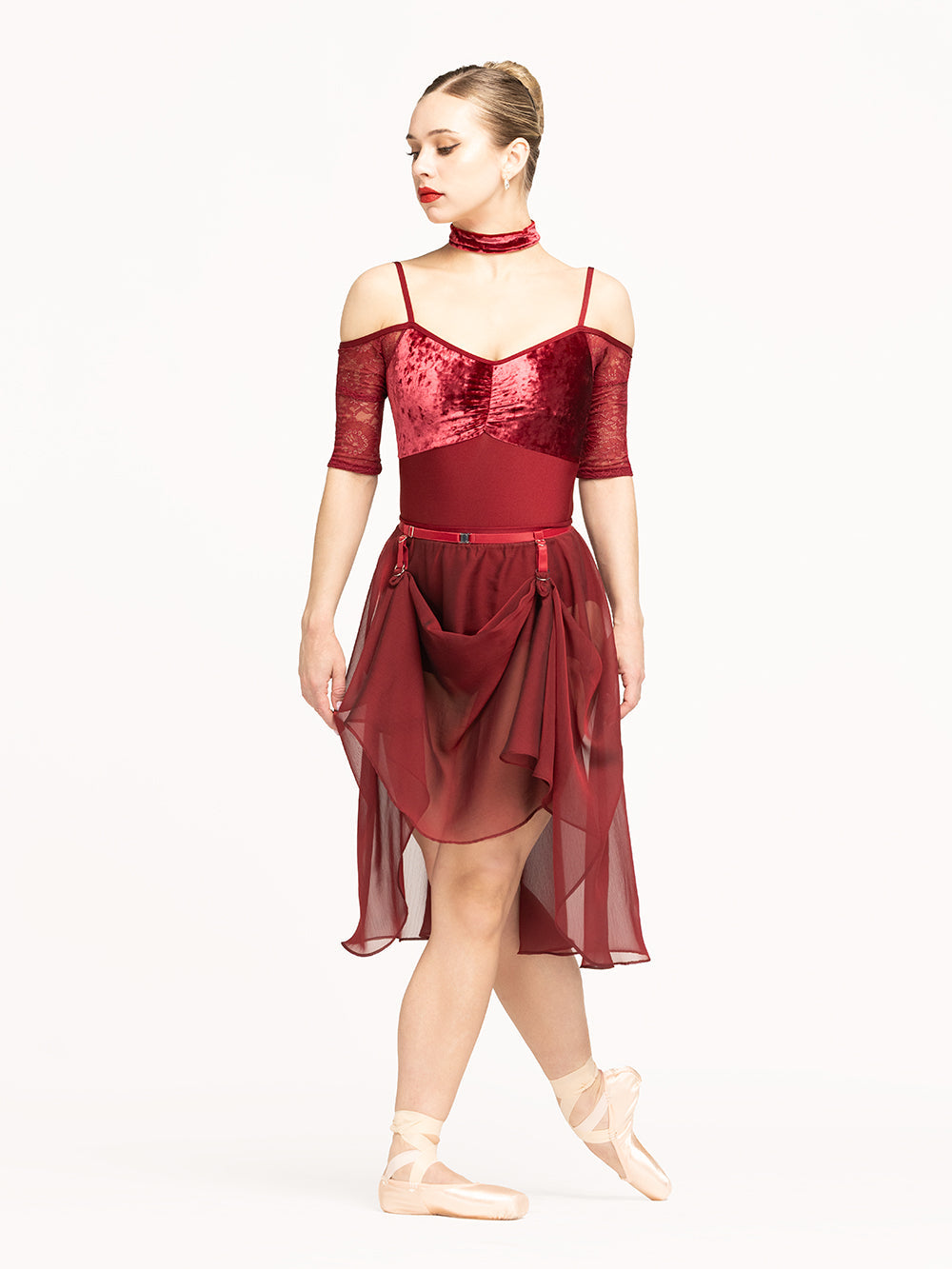 エレベ ダンスウェア ローラ レース レオタード Eleve Dancewear Lola Leotard Garnet Lace RTW