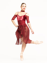 *エレベ ダンスウェア シフォン・リハーサル・スカート Eleve Dancewear Chiffon Rehearsal Skirt Garnet RTW