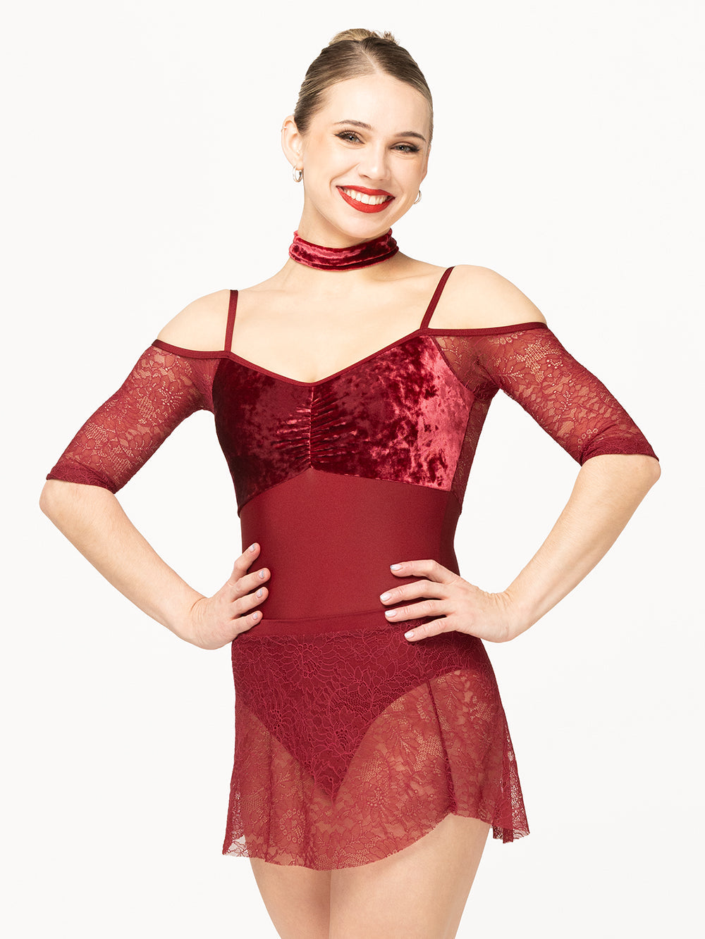 エレベ ダンスウェア チューリップ・スカート Eleve Dancewear Tulip Skirt Garnet Zinnia Lace RTW