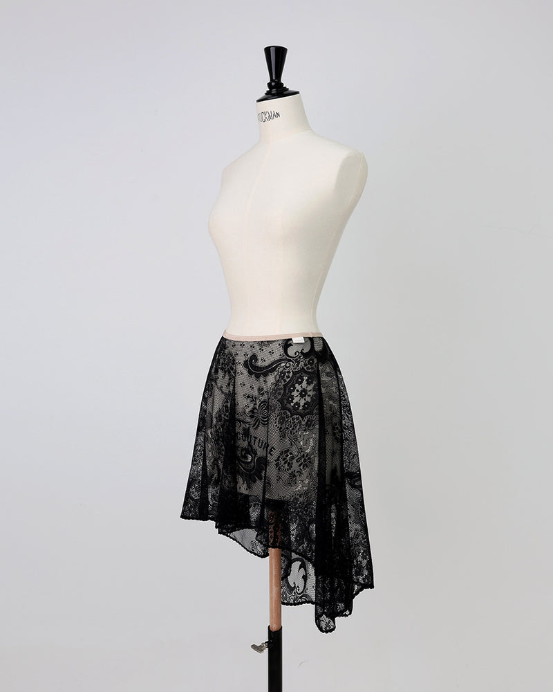 レヴダンス スカート LEVDANCE grace antique lace pull-on skirt BLACK
