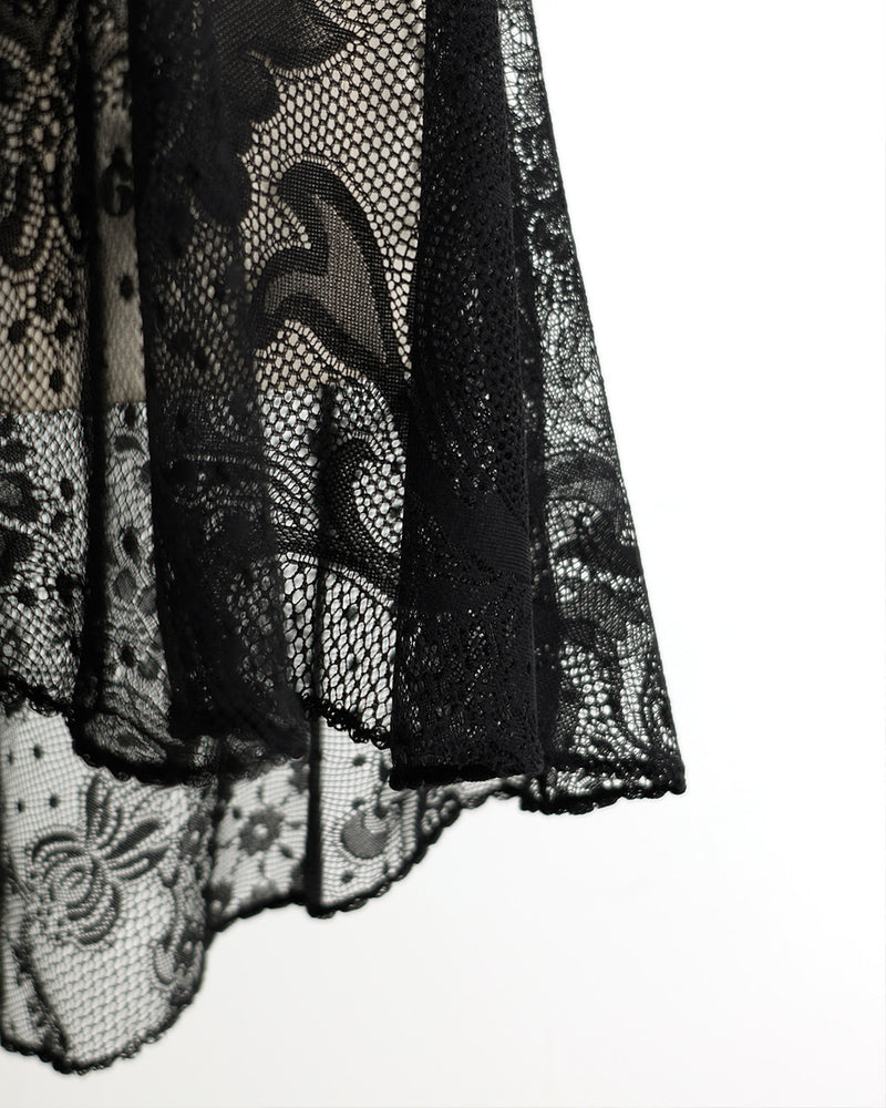 レヴダンス スカート LEVDANCE grace antique lace pull-on skirt BLACK