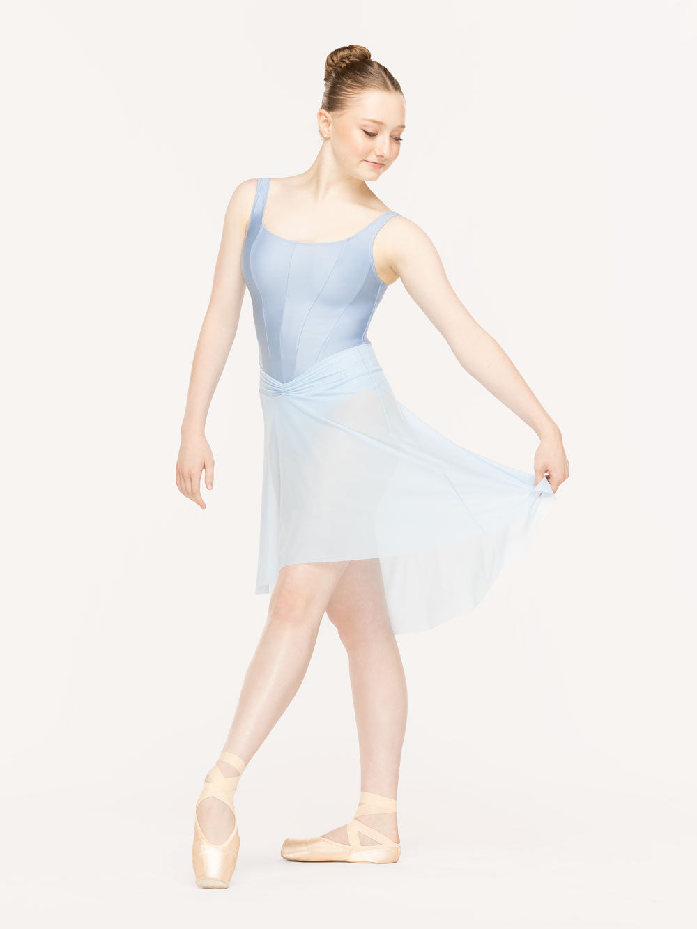 エレベ ダンスウェア アモラ ロングスカート Eleve Dancewear Amora Long High-Low Skirt True Blue Mesh RTW