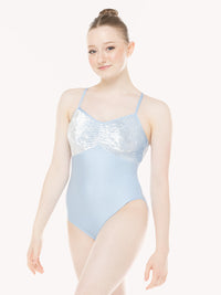 エレベ ダンスウェア マッケンジー レオタード Eleve Dancewear Mackenzie Leotard True Blue Crushed Velvet RTW