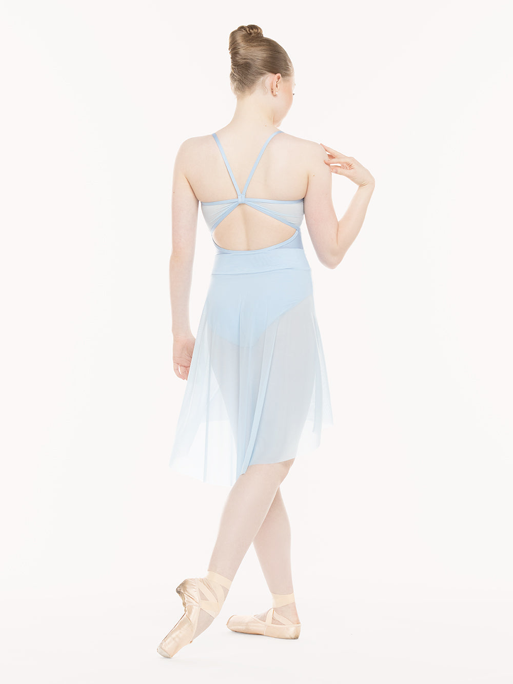 エレベ ダンスウェア アモラ ロングスカート Eleve Dancewear Amora Long High-Low Skirt True Blue Mesh RTW