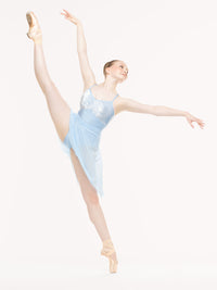 エレベ ダンスウェア アモラ ロングスカート Eleve Dancewear Amora Long High-Low Skirt True Blue Mesh RTW