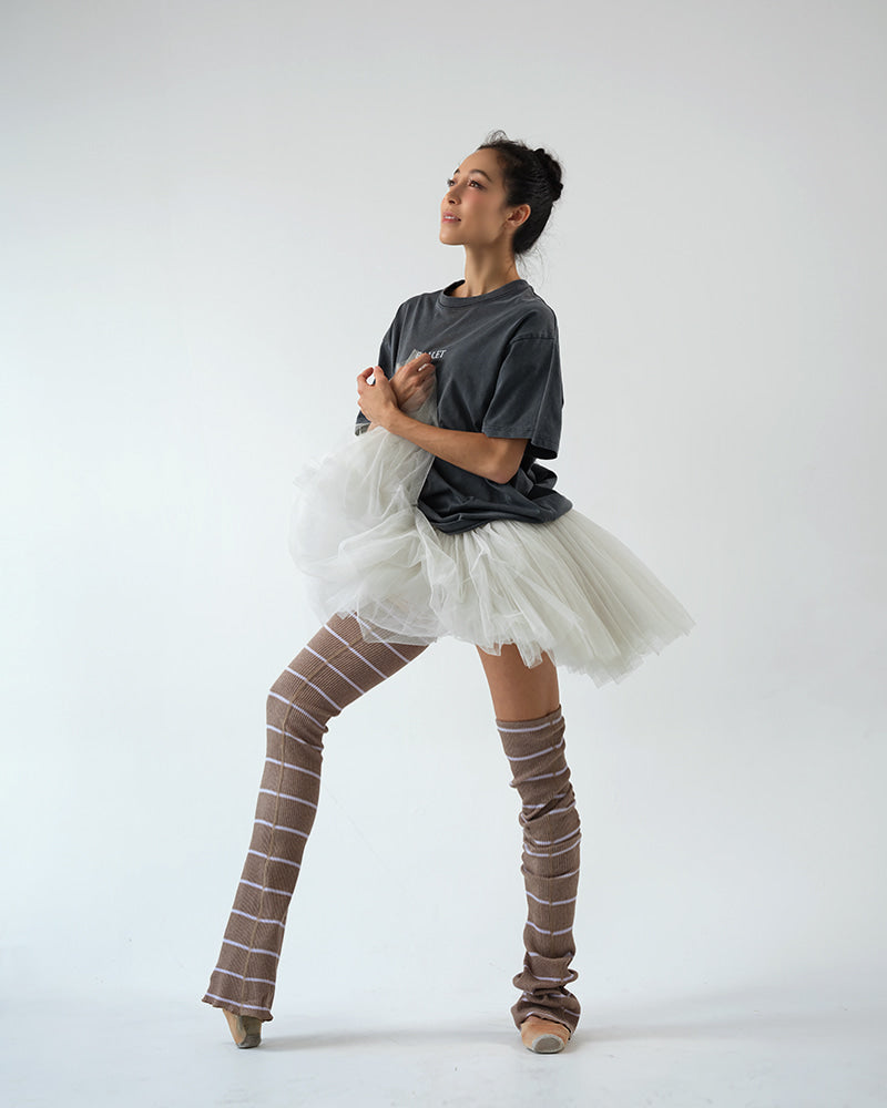 レヴダンス ストライプ セミフレア レッグウォーマー LEVDANCE stripe semi flared legwarmers