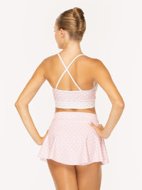 エレベ ダンスウェア フレアースカート Eleve Dancewear Flare Skirt Light Pink & White Polka Dot RTW