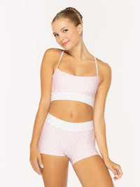 エレベ ダンスウェア ショーツ Eleve Dancewear Olivia Shorts Light Pink & White Polka Dot RTW