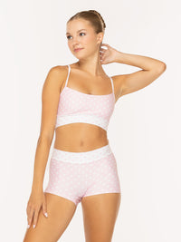 エレベ ダンスウェア ショーツ Eleve Dancewear Olivia Shorts Light Pink & White Polka Dot RTW