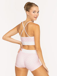 エレベ ダンスウェア ショーツ Eleve Dancewear Olivia Shorts Light Pink & White Polka Dot RTW