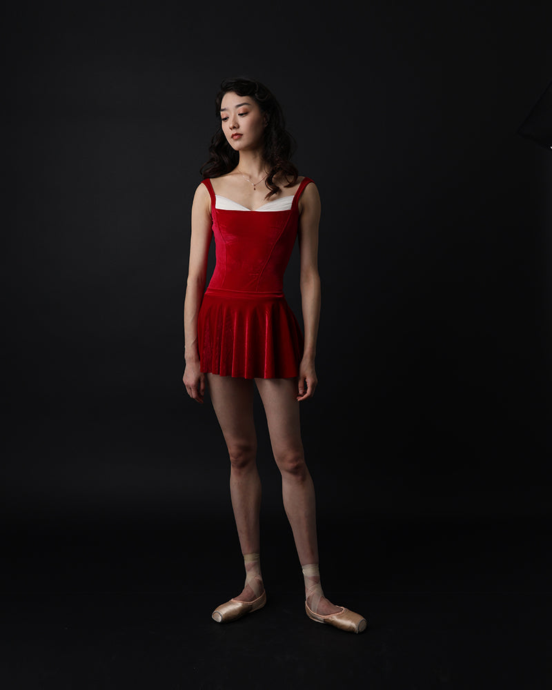 レヴダンス ベアトリチェ ベルベットスカート LEVDANCE beatrice velvet skirt RED