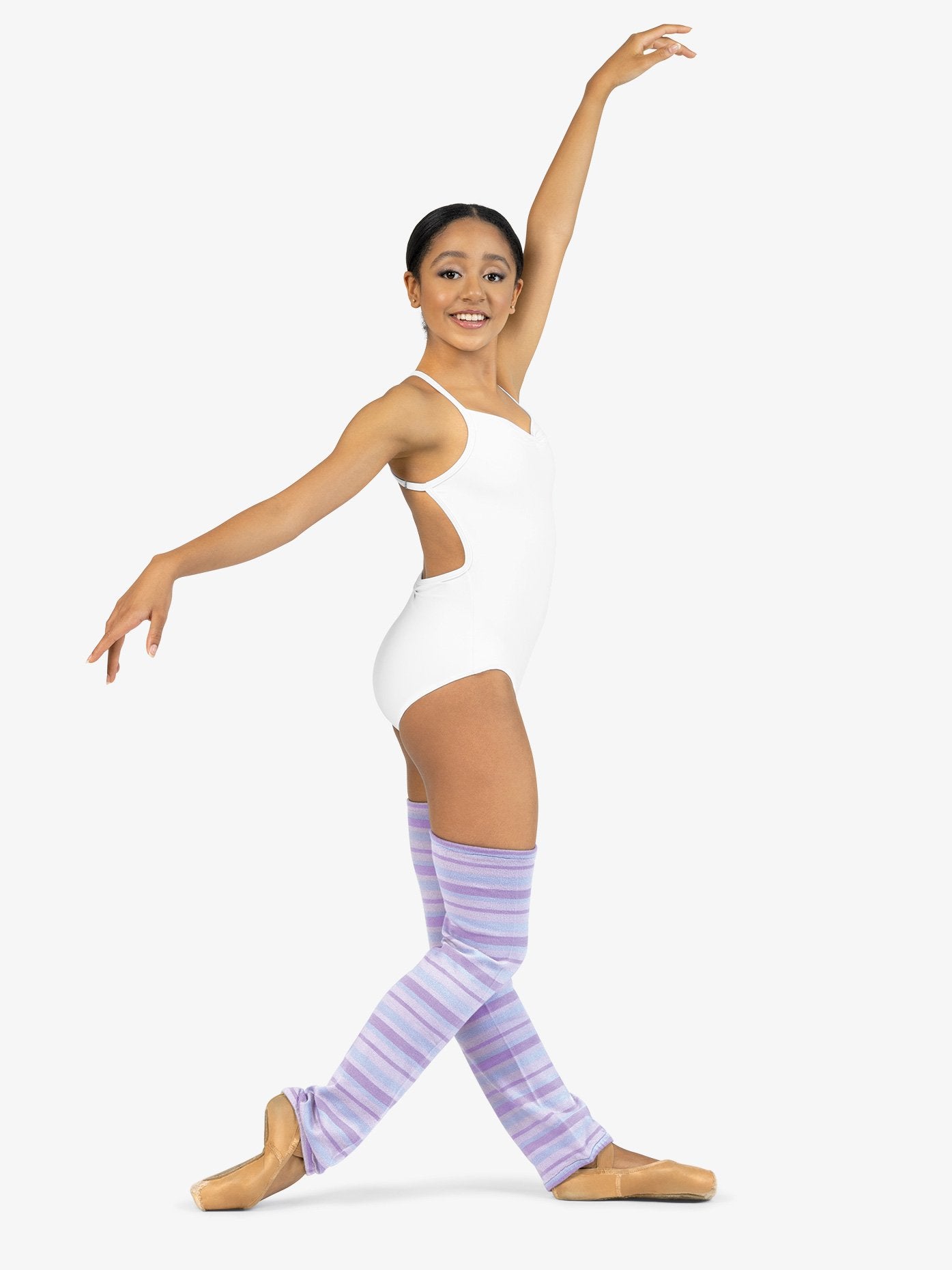 マリア ストライプレッグウォーマー パープル【大人】Mariia Womens Striped Leg Warmers