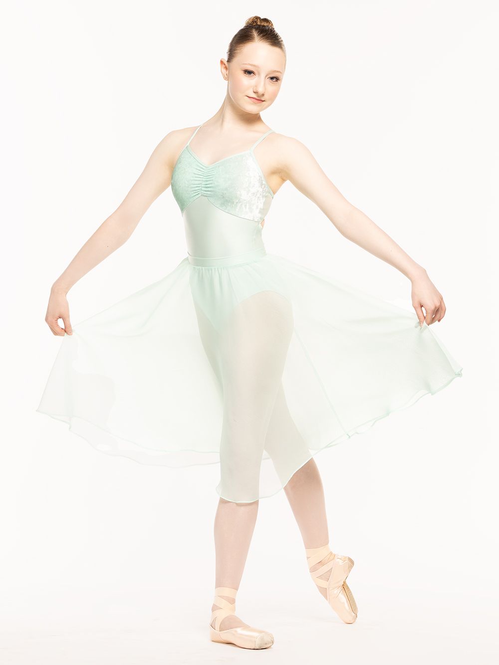 エレベ ダンスウェア マッケンジー レオタード Eleve Dancewear Mackenzie Leotard Spearmint Crushed Velvet RTW