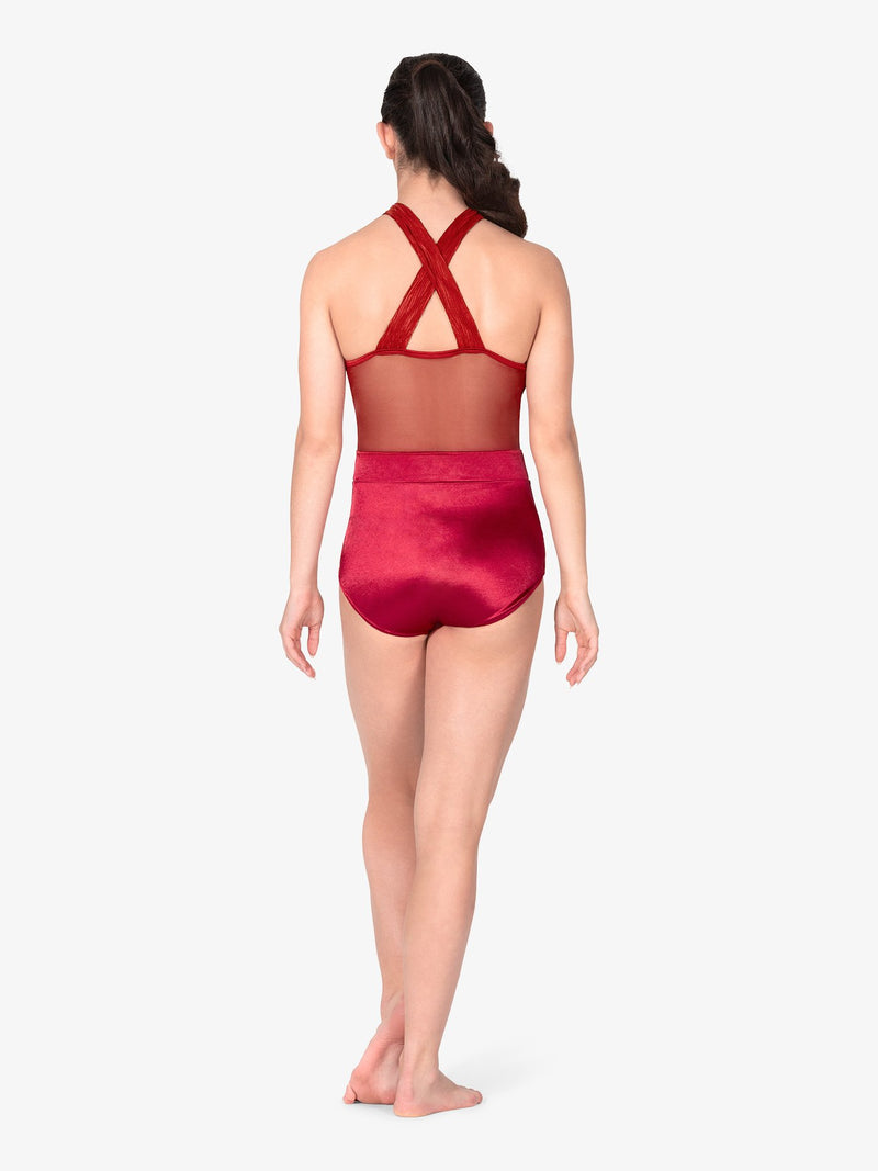 ダブルプラチナム ピーカブー・ラップ・パフォーマンス・レオタード - レッド【大人】Double Platinum Womens Peek-a-Boo Wrap Performance Leotard - Red