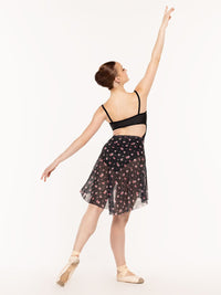 エレベ ダンスウェア ロングハイロースカート Eleve Dancewear Long High-Low Skirt Miniflora Black Mesh RTW