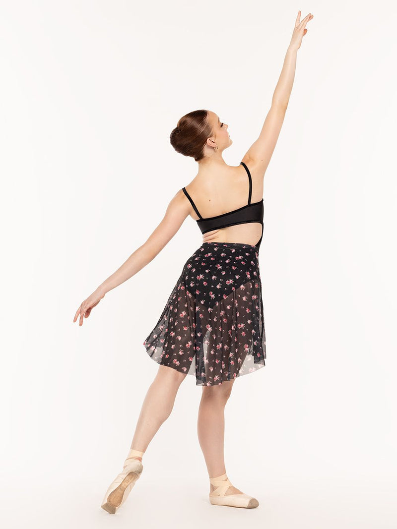 エレベ ダンスウェア ロングハイロースカート Eleve Dancewear Long High-Low Skirt Miniflora Black Mesh RTW