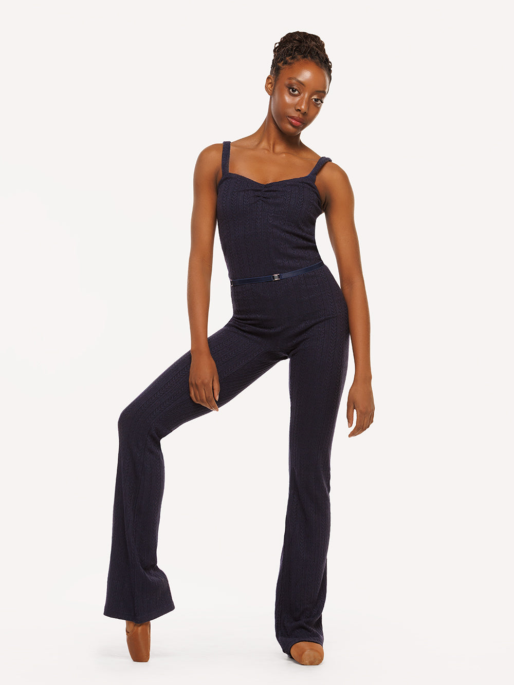エレベ ダンスウェア ユニタードニット ダークネイビー Eleve Dancewear Deven Unitard Knit Dark Navy RTW