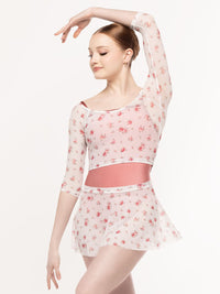 エレベ ダンスウェア クロップトップ Eleve Dancewear Raglan Crop Top Miniflora Mesh RTW