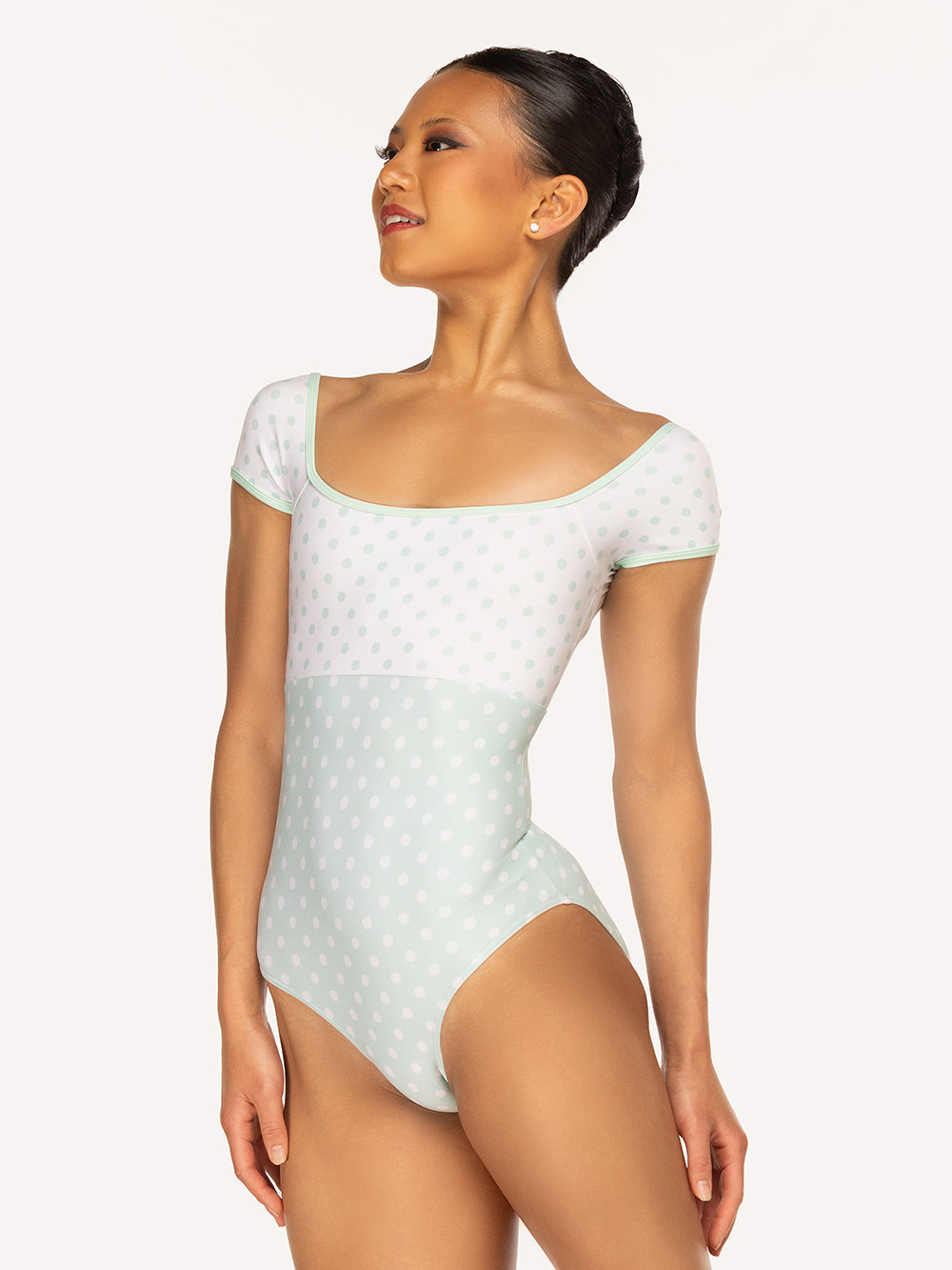 エレベ ダンスウェア ジェーン・レオタード Eleve Dancewear Jane Leotard Spearmint & White Polka Dot RTW