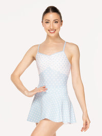 エレベ ダンスウェア フレアースカート Eleve Dancewear Flare Skirt True Blue & White Polka Dot RTW