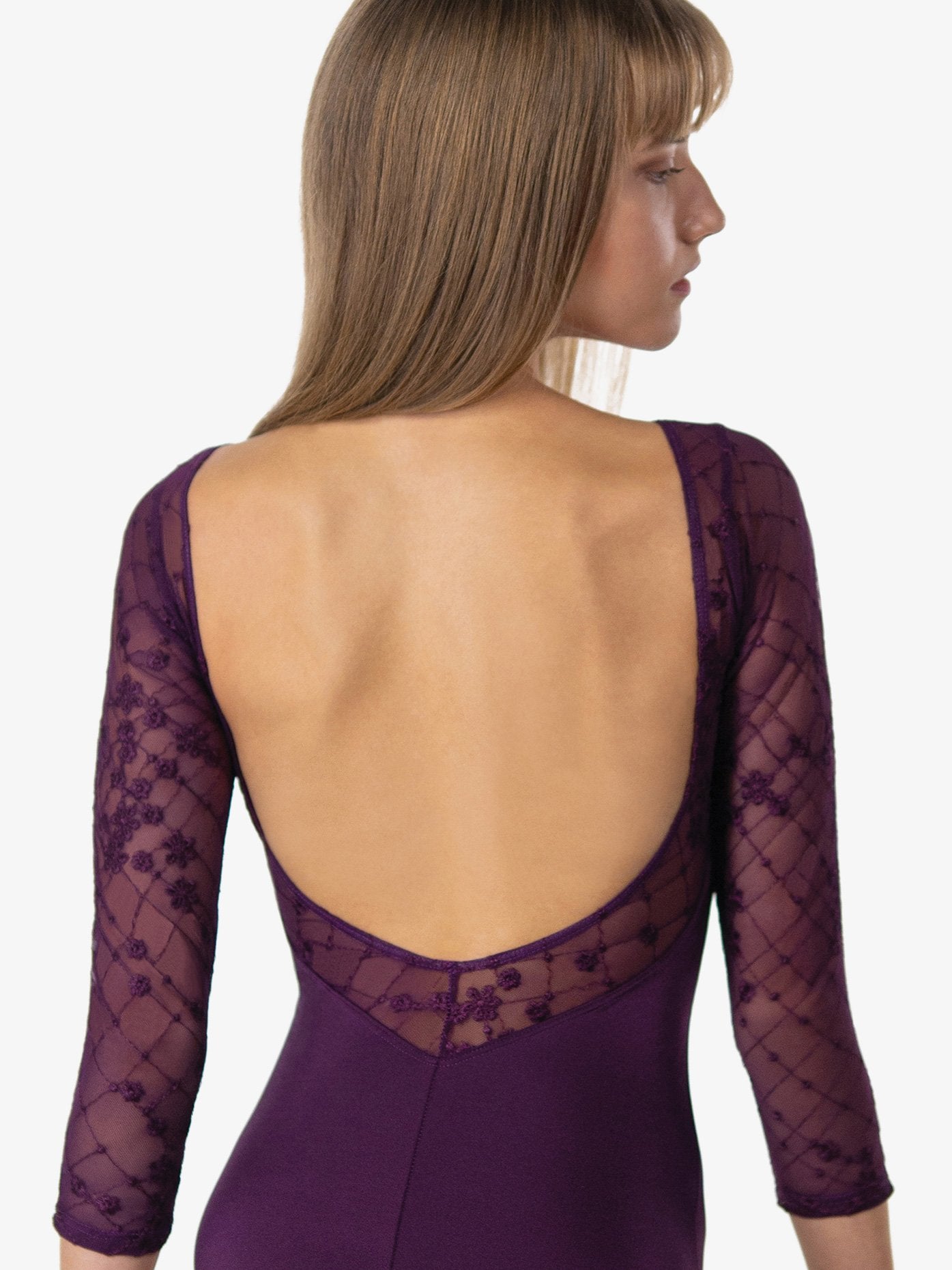 SUFFOLK Womens Embroidered Mesh 3/4 Leotard サフォーク 七分丈レオタード 【大人】