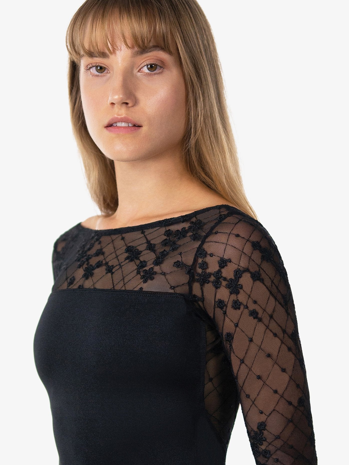 SUFFOLK Womens Embroidered Mesh 3/4 Leotard サフォーク 七分丈レオタード 【大人】