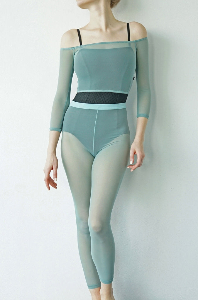 Jule Dancewear Meshie Crop Top: Seafoam ジュールダンスウェア メッシー クロップトップ シーフォーム M（在庫商品）