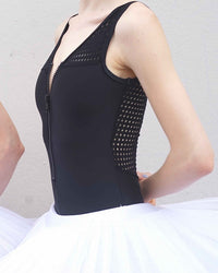 Jule Dancewear Pendeloque Leotard: Black + Black Dot Mesh ジュールダンスウェア ペンデローク レオタード ブラック+ブラックドットメッシュ