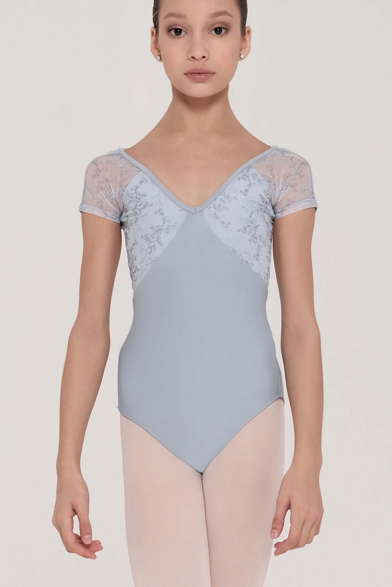 新品】wear moi ブルー グレー レオタード 130〜140㎝ バレエ