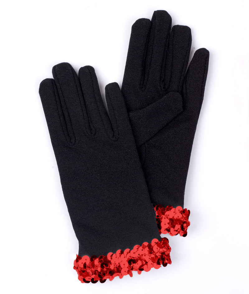 アウィッシュカムトゥルー ダンス衣装 スパンコールトリム黒手袋 【子供】A Wish Come True Sequin Trim Black Gloves