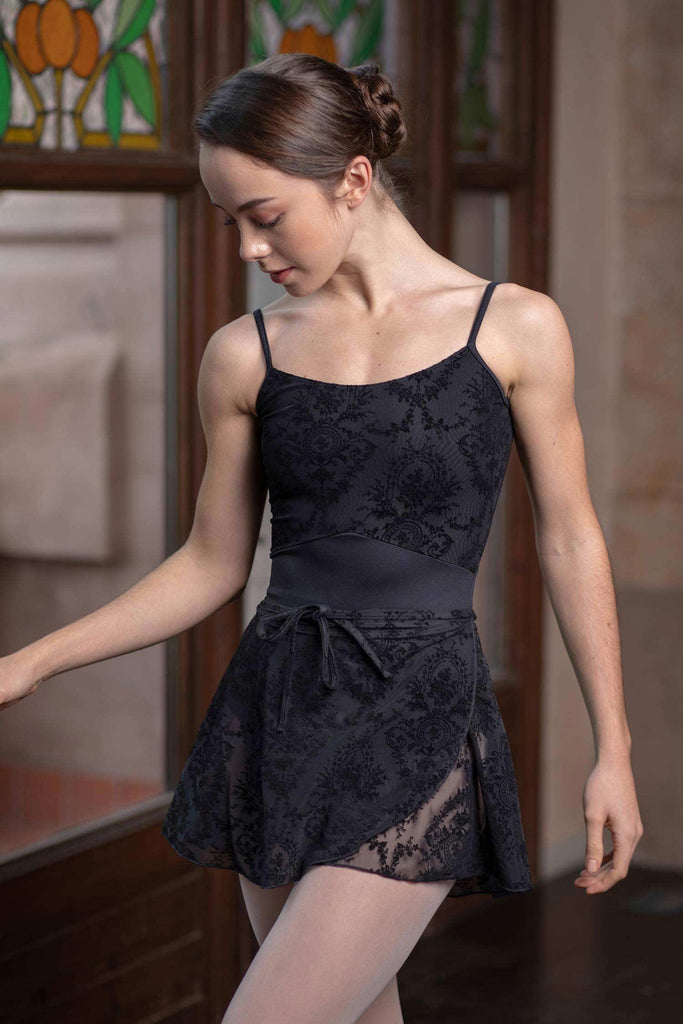 インターメッツォ マニラフロックメッシュ巻スカート Intermezzo Manila Skirt Wrap Floc Mesh with Elastic Ties Ballet Dance