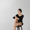 LEVDANCE v.2 jacqueline 3/4 sleeve leotard BLACK レヴゥダンス v.2 ジャクリン七分袖レオタード 黒