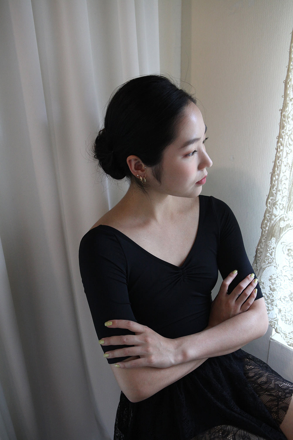 レヴダンス ジェーン ショートスリーブレオタード 黒 LEVDANCE jane