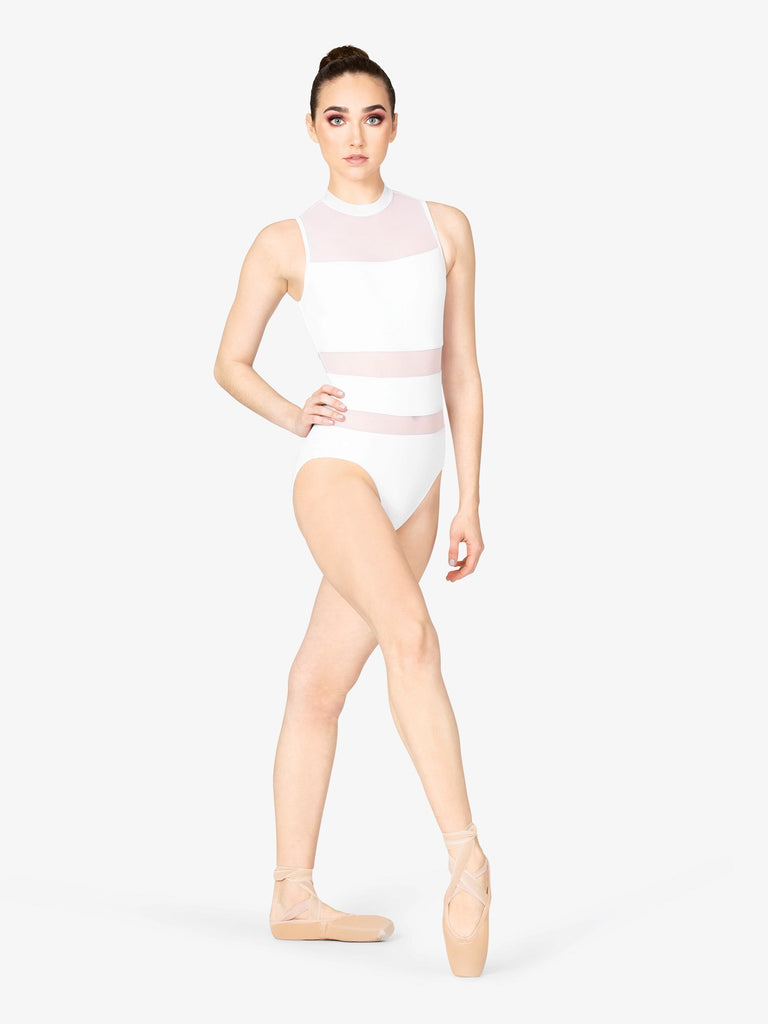 Mariia M2 Womens High Neck Stripe Mesh Leotard マリア M2 ハイネックストライプメッシュレオタード【大人】