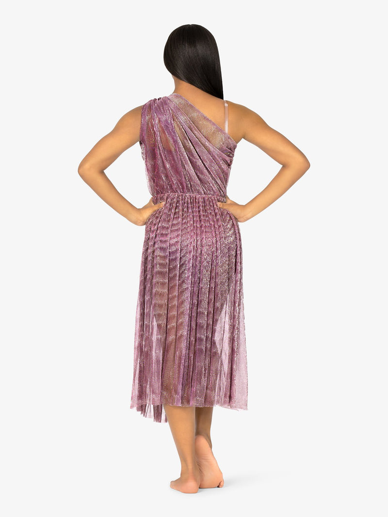 Double Platinum Womens One Shoulder Asymmetrical Sparkle Mesh Dress ダブルプラチナム ワンショルダー アシンメトリー スパークル メッシュドレス【大人】