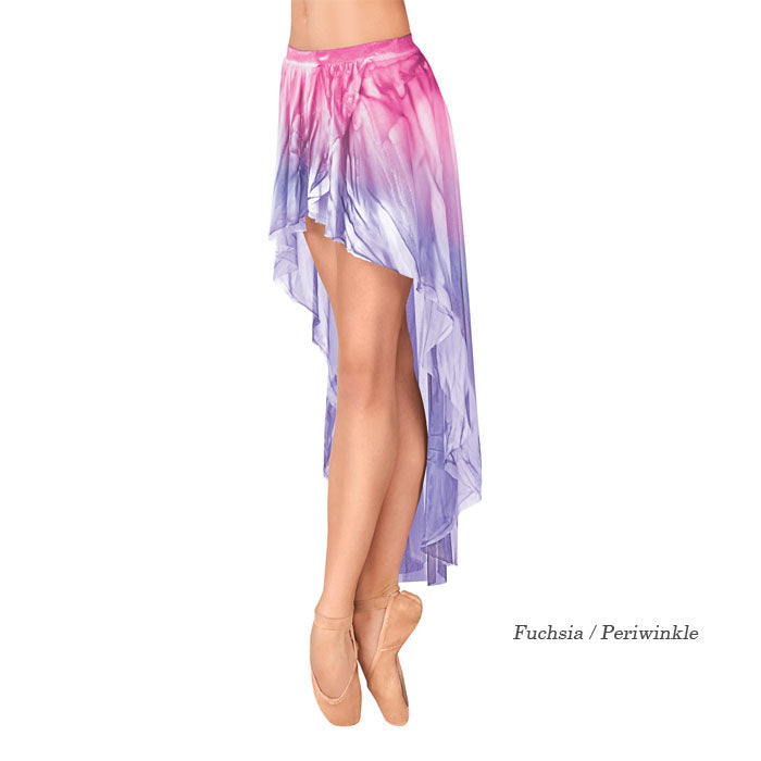 Watercolour Hand Painted Hi-Lo Pull-On Skirt ウォーターカラー ハイロー プルオンスカート 【大人】