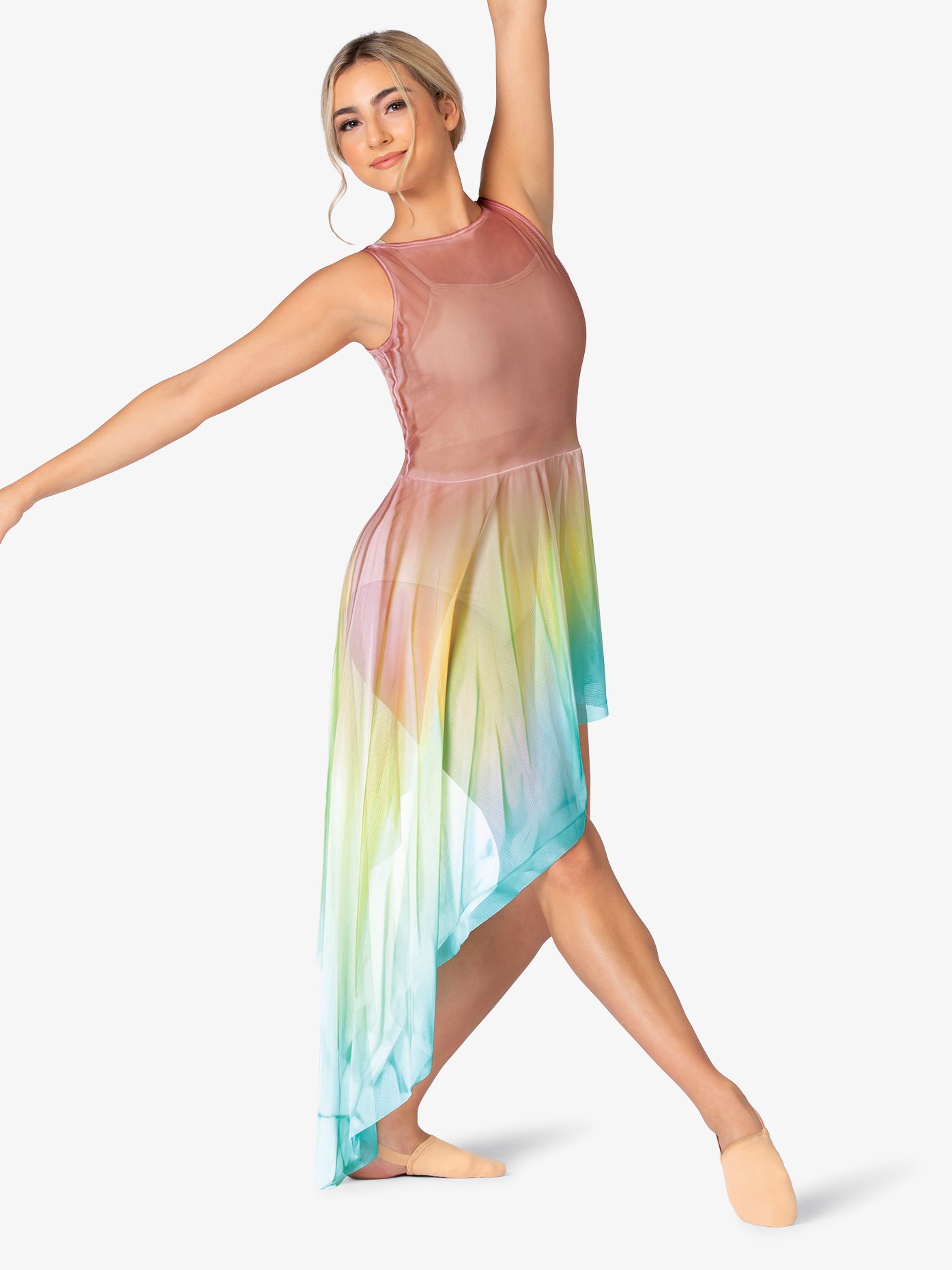 Watercolour Hand Painted Asymmetrical Side Drape Tank Lyrical Dress ウォーターカラー アシンメトリカル サイドドレープ タンク リリカル ドレス 【大人】