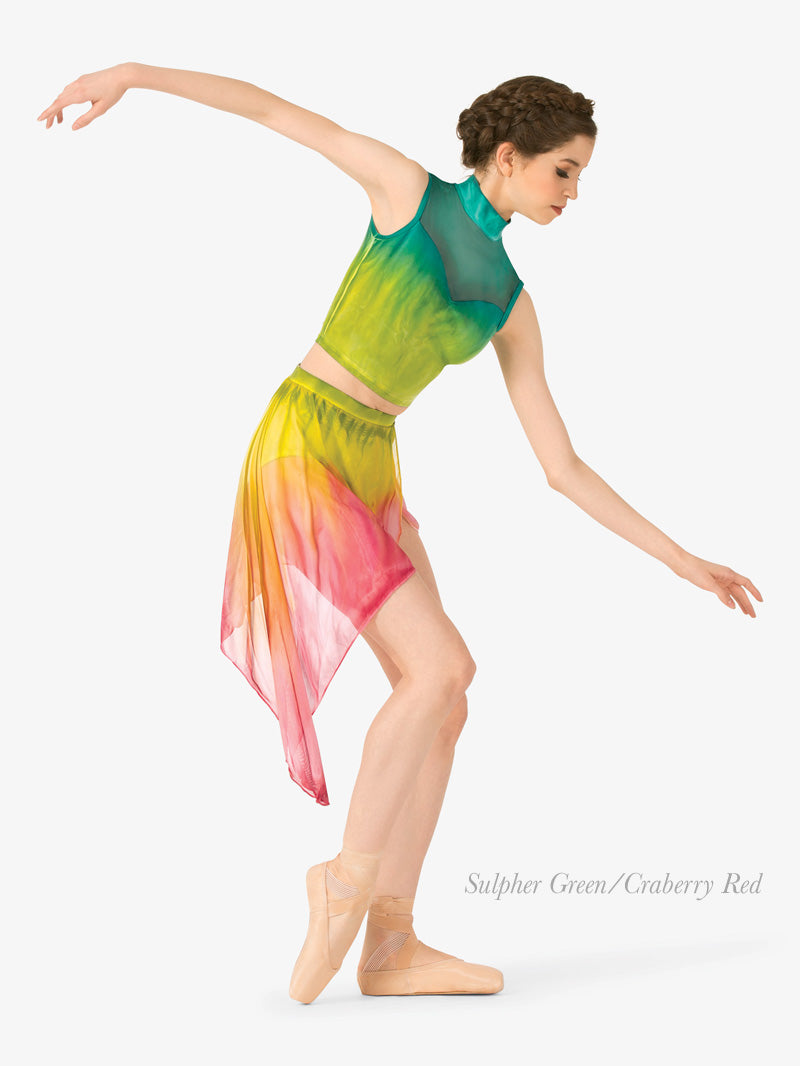 Watercolour Hand Painted Asymmetrical Lyrical Skirt ウォーターカラー アシンメトリカル リリカルスカート 【大人】